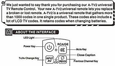 Gmatrix Remote Control A-TV2 – Users and Instruction Manual Lg Televisions, Universal Remote