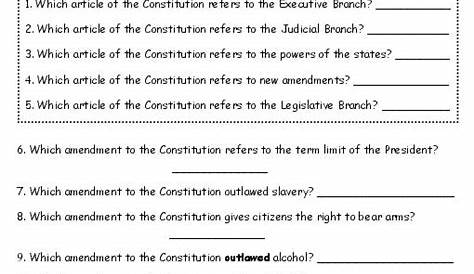 Constitution Printable Worksheets