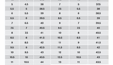 boots size measurement chart