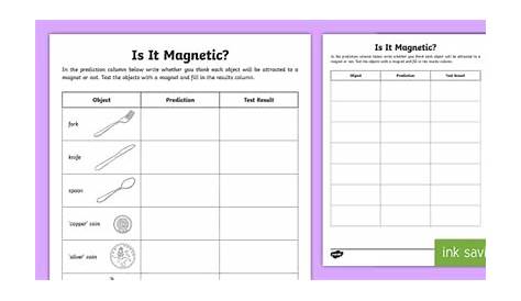 magnetic worksheet for kindergarten