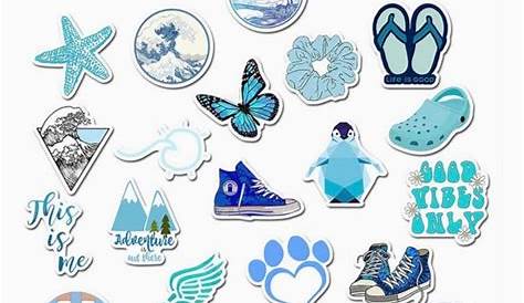 10 pack aesthetic stickers blue theme / perfect for cute | Etsy