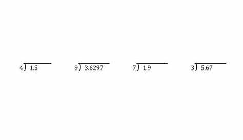 Dividing Various Decimal Places by a Whole Number (A) Decimals Worksheet
