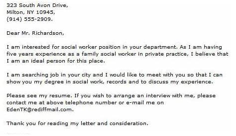 Professional Social Worker Cover Letter Examples