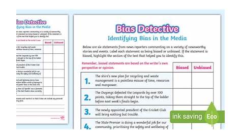 identifying bias in science worksheet