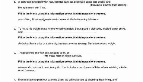 50 Parallel Structure Worksheet With Answers