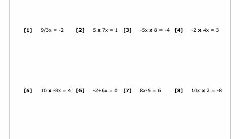 solving 2 step equations worksheet