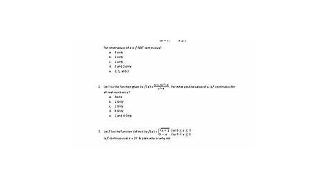 limits and continuity ap calc ab worksheet