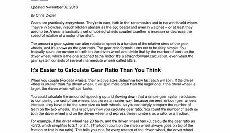 gear ratio worksheet answers