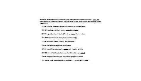 subject complement worksheet 5th grade