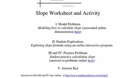 slope of a line worksheets