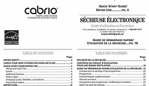 WHIRLPOOL CABRIO,- WED7300X USE AND CARE MANUAL Pdf Download | ManualsLib