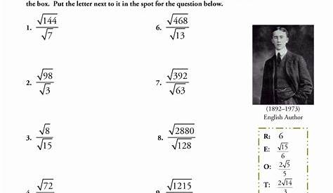 simplifying square roots worksheets answers
