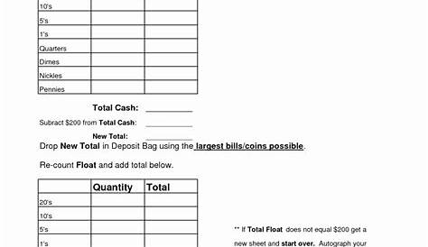 Daily Cash Count Sheet Template - nabatem