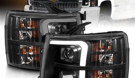 2007-2013 CHEVY SILVERADO 1500/2500 C BAR BLACK PROJECTORS HEADLIGHTS