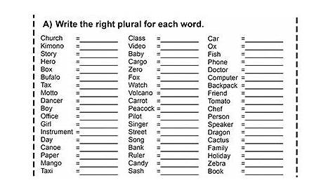 Singular And Plural Nouns Worksheets Pdf Grade 1 - Worksheet Now