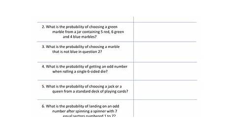 probability word problems worksheet