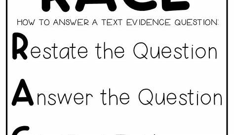 race writing strategy worksheets
