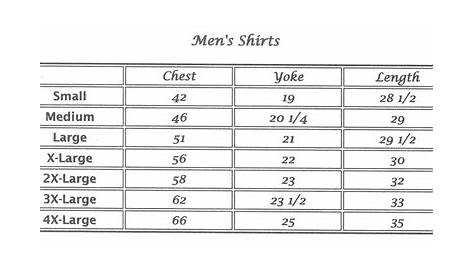 Shirt Sizes-Specifications - Kalakaua General Store