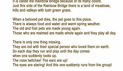 the rainbow bridge poem for dogs printable