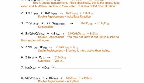 Predicting Products Of Reactions Chem Worksheet 10 4 Answer Key — db