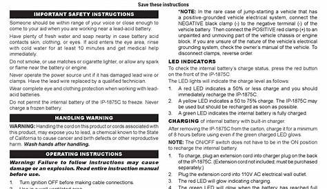 SCHUMACHER INSTANT POWER IP-1875C OWNER'S MANUAL Pdf Download | ManualsLib