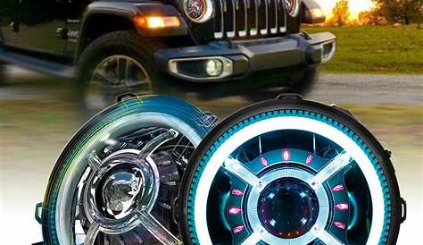 9 inch RGB Headlights Color Changing Halo Lights for Jeep Wrangler JL