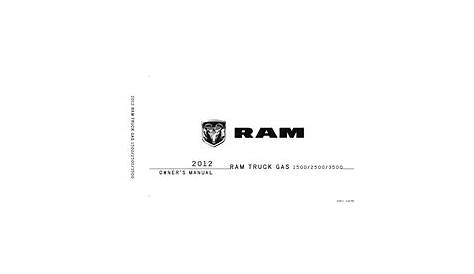 Dodge 2012 Ram Owners Manual Truck 1500/2500/3500 Owner's