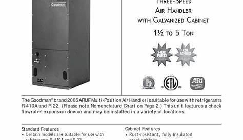 Goodman Airhandler Manual | Air Conditioning | Heat Pump