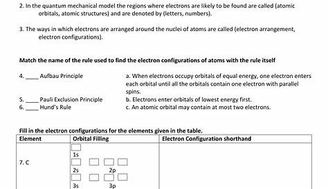 quantum number worksheets