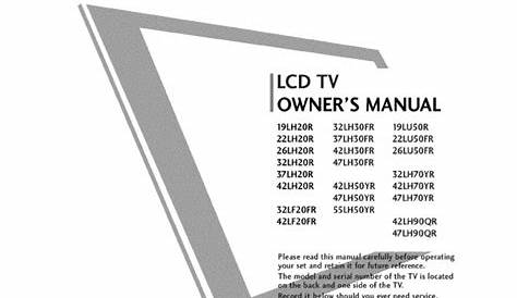 LG LCD TV Owners Manual | Hdmi | Ac Power Plugs And Sockets | Free 30