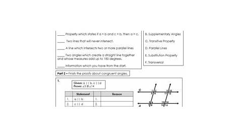 properties of parallel lines worksheet answers