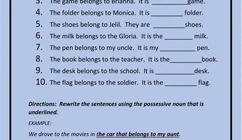 singular possessive nouns worksheets