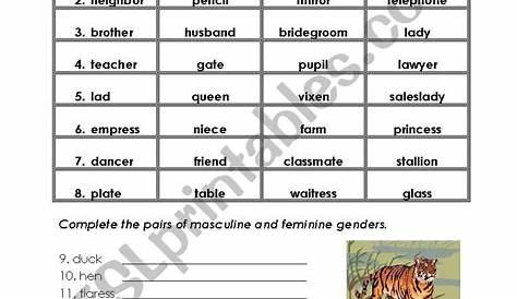 Gender of Noun - ESL worksheet by butterfinger