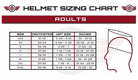 helmet size chart motorcycle