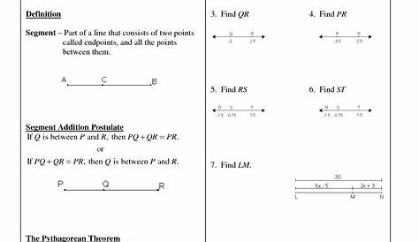 line segment addition postulate worksheet