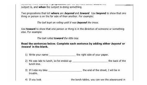 20 3rd Grade Preposition Worksheets | Desalas Template