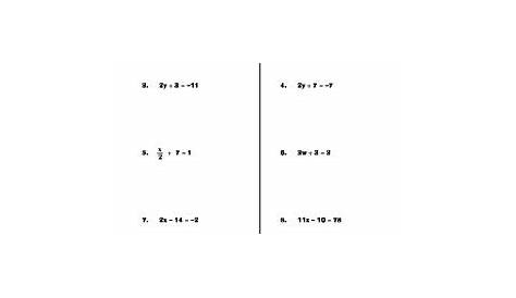 solving one step and two step equations worksheet