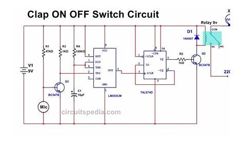Clap Switch Circuit Diagram Using 555 And 74LS74 | Clap ON Clap OFF