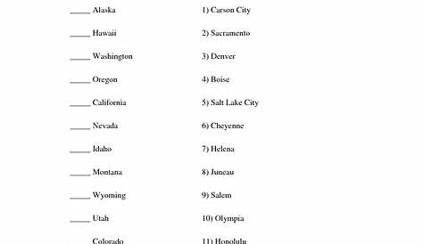printable midwest states and capitals worksheet