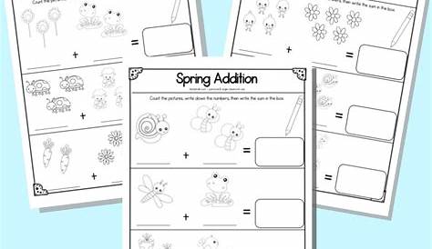 spring addition worksheets for kindergarten