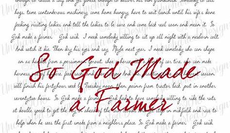 so god made a farmer printable poem