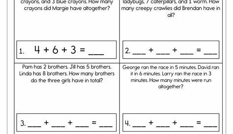 Addition Word Problems with 3 Numbers Worksheet | Have Fun Teaching