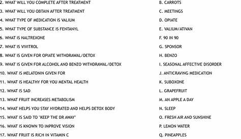 holidays and recovery worksheet