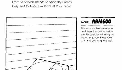 Welbilt Abm600 Bread Machine Manual