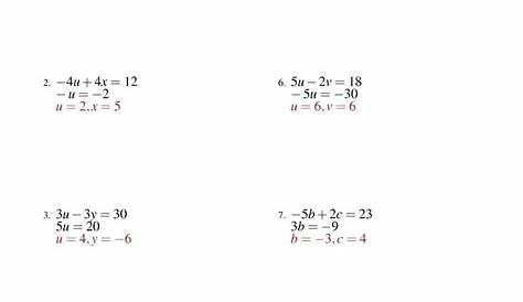 systems of linear equations worksheets answers