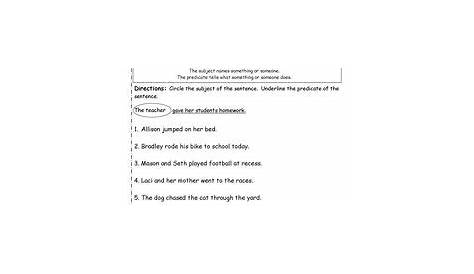 subject and predicate worksheets 3rd grade