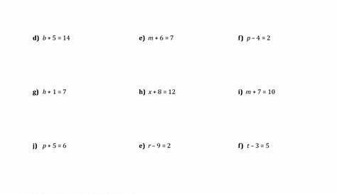 solving equations worksheets with answers