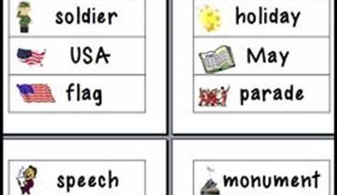 Memorial Day 1st Grade Worksheets, Vocabulary Words, Lessons Activities