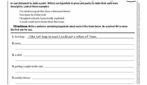 hyperbole worksheet 4th grade