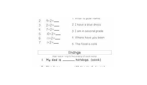 morning worksheet for 2nd grade